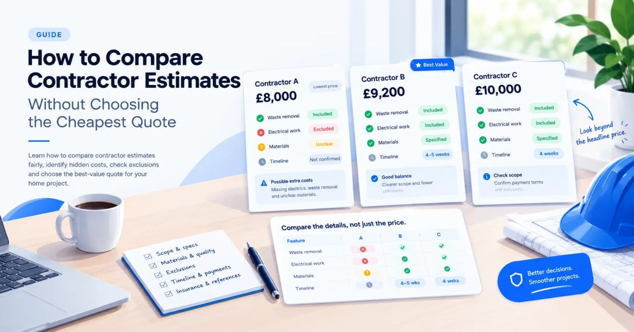 How to Compare Contractor Estimates Without Choosing the Cheapest Quote, ScopeCheck guide